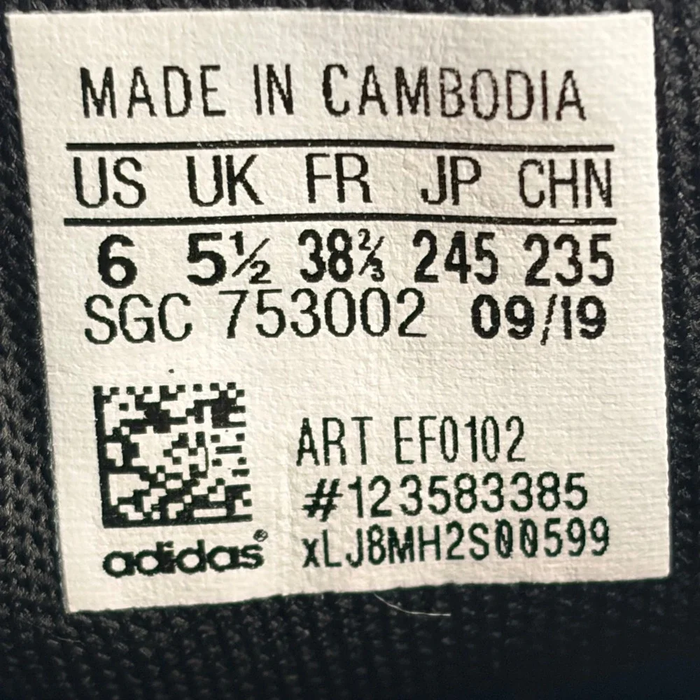 Adidas Grand Court Sneakers Kids 6 Black White EF0102 Low Top Classic Shoes
